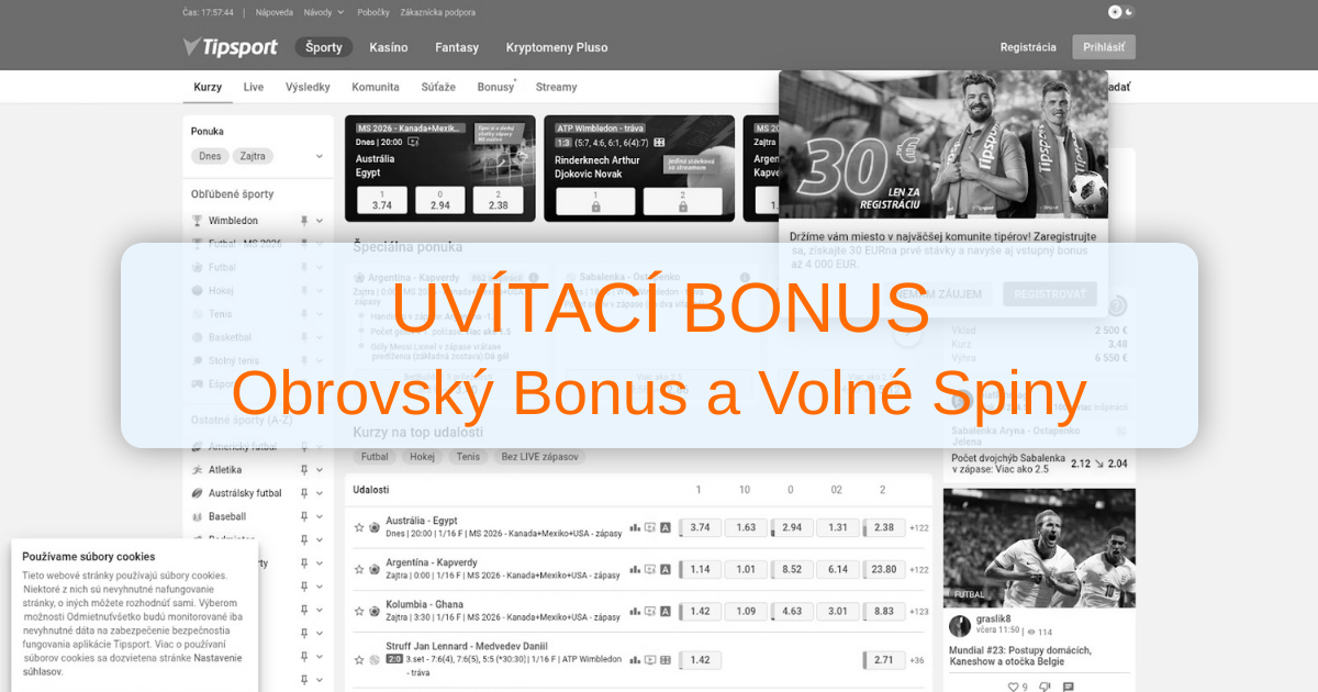 Tipsport Casino welcome bonus