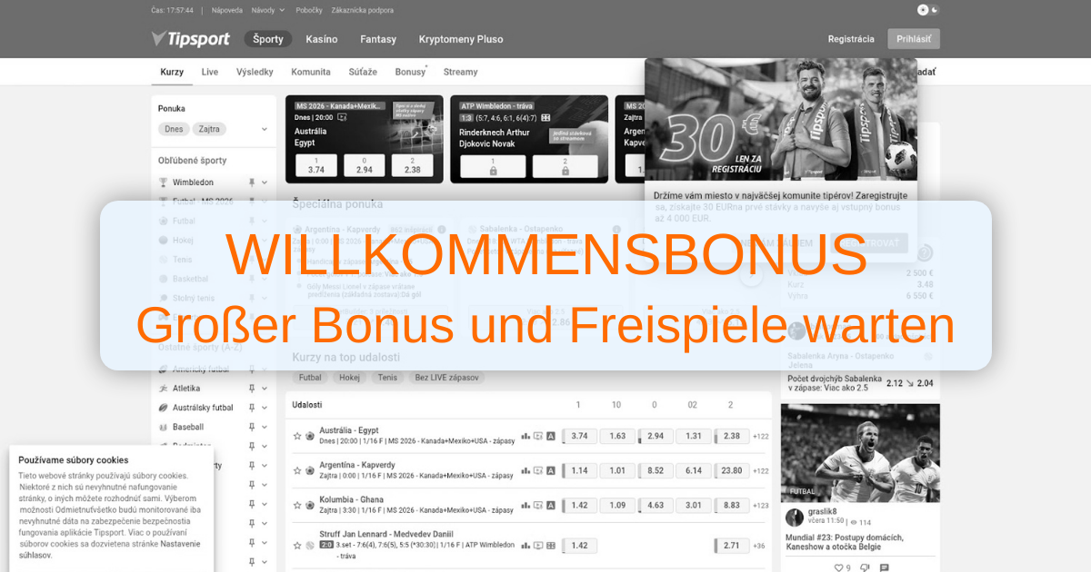 Tipsport Casino welcome bonus