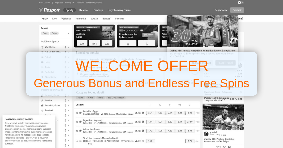 Tipsport Casino welcome bonus