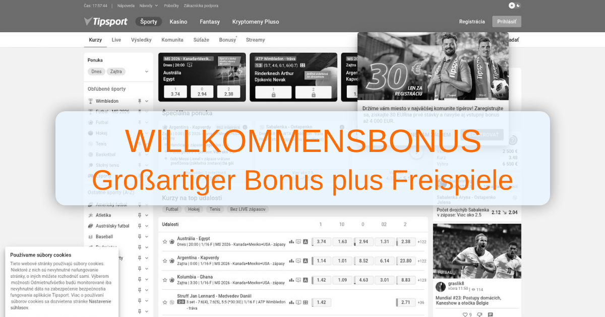 Tipsport Casino welcome bonus
